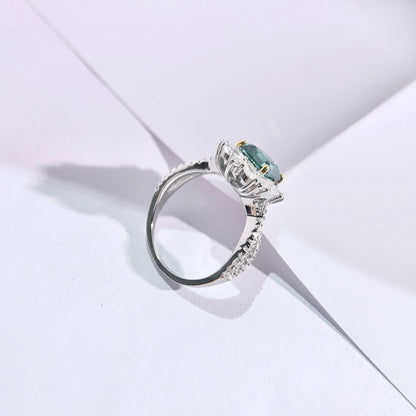 2 Carat Moissanite Halo Ring, Asscher Cut Promise Ring