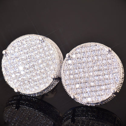 Round Iced Out Stud Earrings for Men Unisex Hip Hop Jewelry