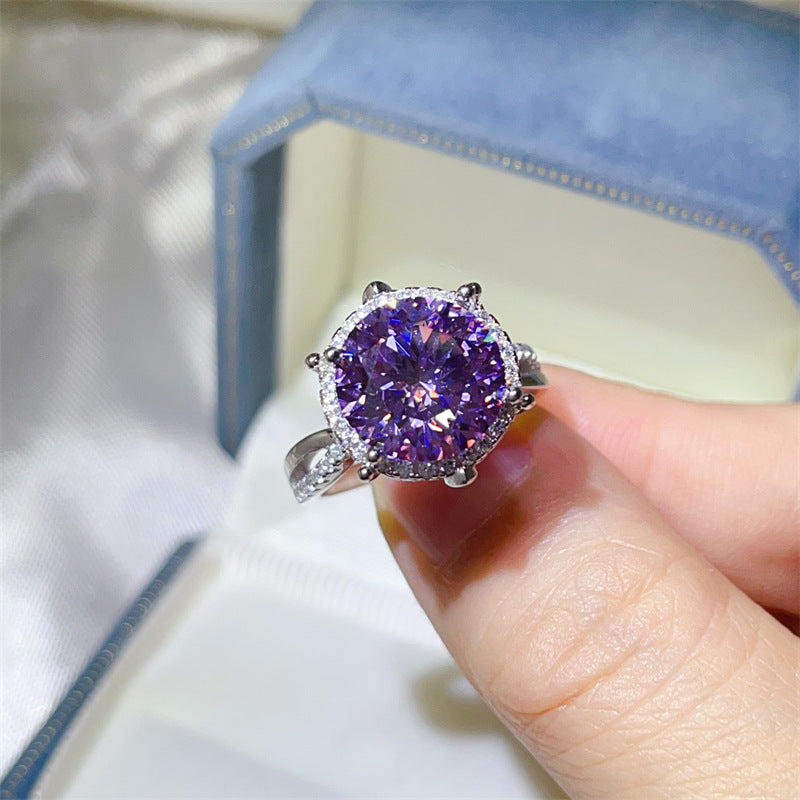 Oval Halo Moissanite Ring for Women, 3 Carat & 5 Carat Color Stone Engagement Ring product image