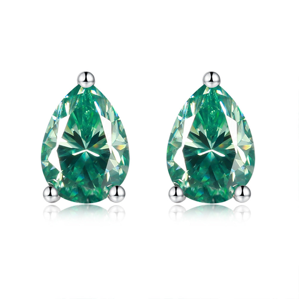 Pink Pear Cut VVS1 Moissanite Stud Earrings in 925 Silver product image