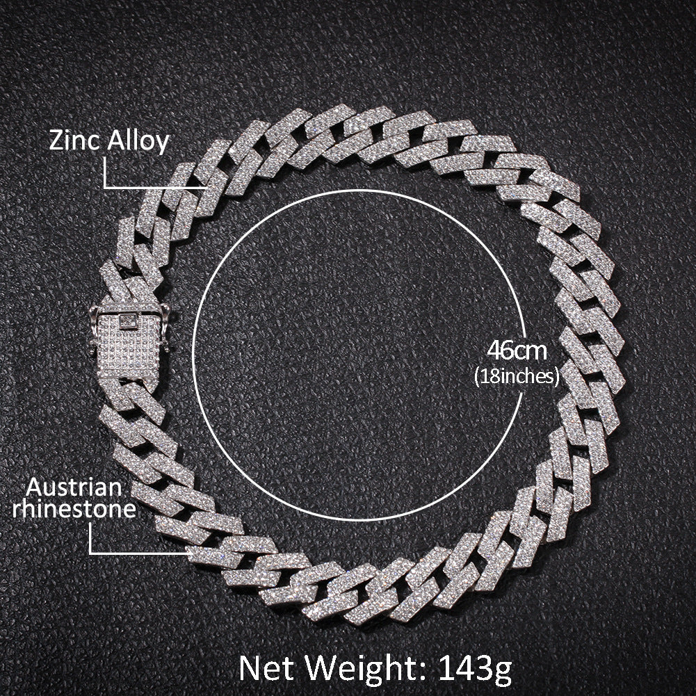 Iced Out Cuban Link Chain Necklace & Bracelet Set for Men – 3 Row Cubic Zirconia Statement Jewelry in Gold, Silver & Rose Gold