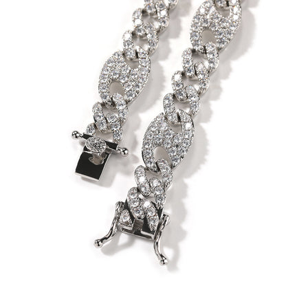Men’s Iced Out Cuban Link Chain Necklace & Bracelet Set with Cubic Zirconia, Gold or Silver Tone Statement Jewelry