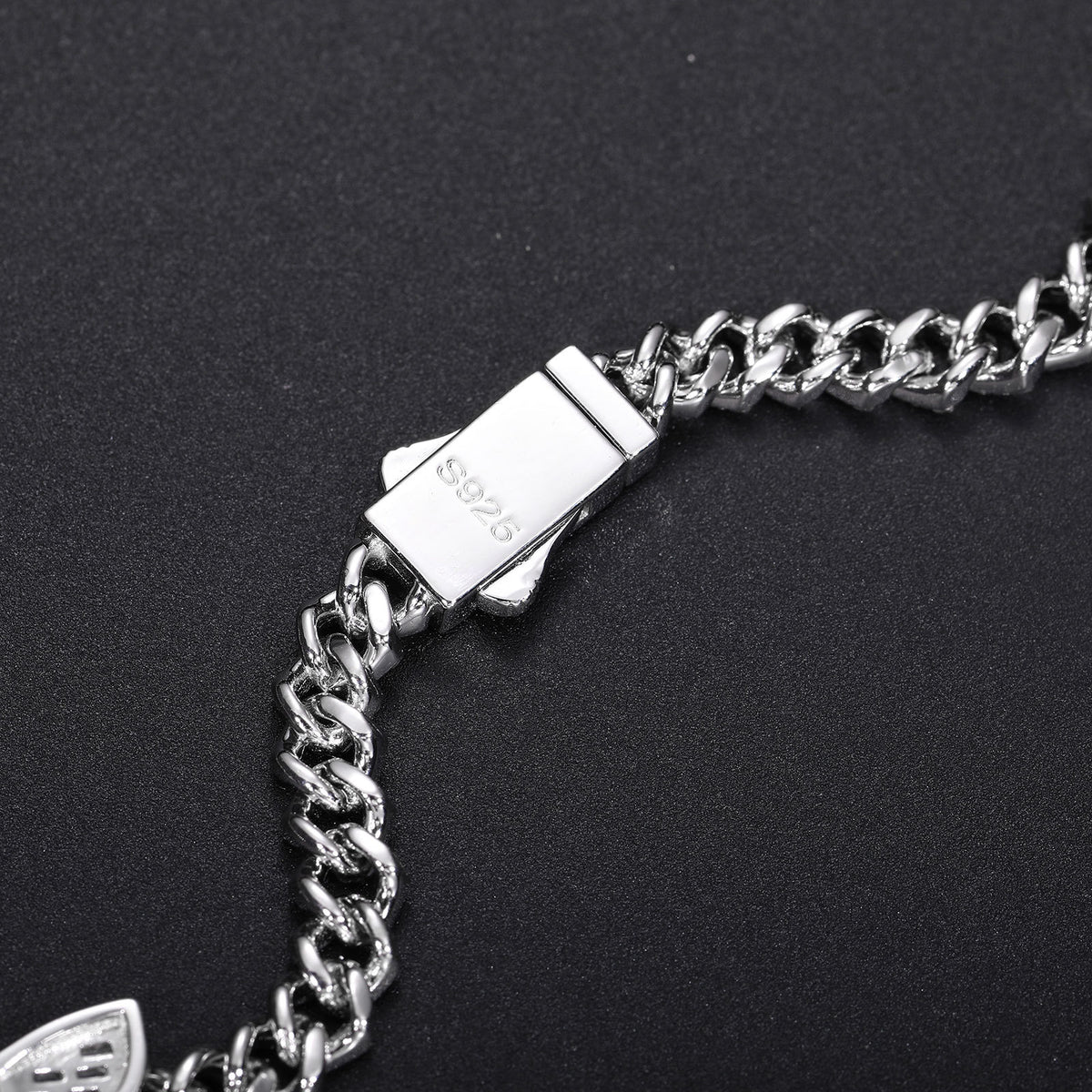 Iced Out Butterfly Cuban Link Chain Bracelet in White Silver Tone with Cubic Zirconia product image