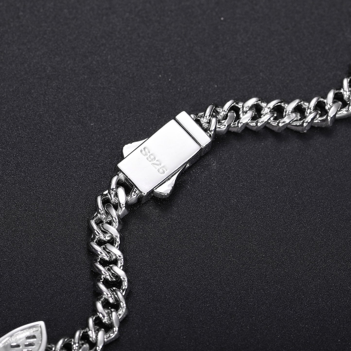 Iced Out Butterfly Cuban Link Chain Bracelet in White Silver Tone with Cubic Zirconia product image