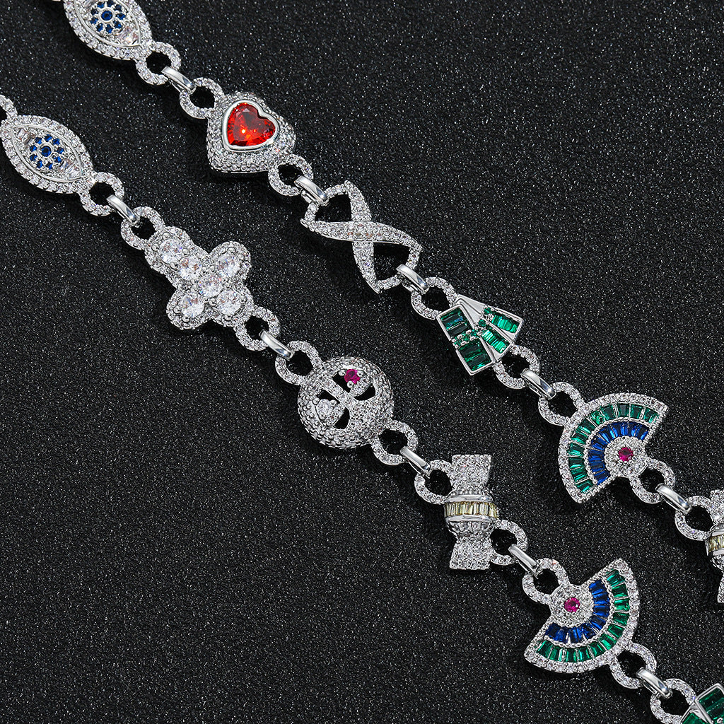 Light Luxury Cross Heart Cubic Zirconia Necklace for Men