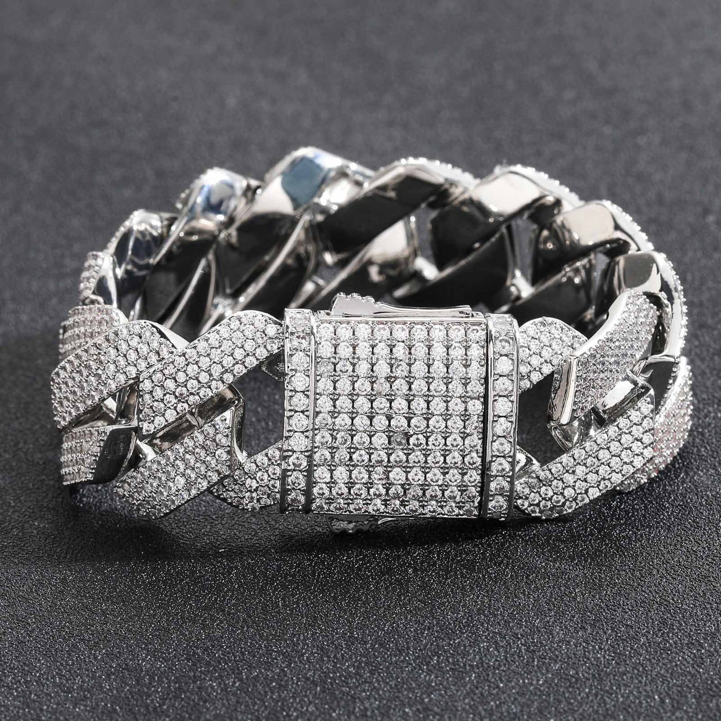 Hip Hop Minimalist Diamond Shape Cuban Link Cubic Zirconia Bracelet for Men