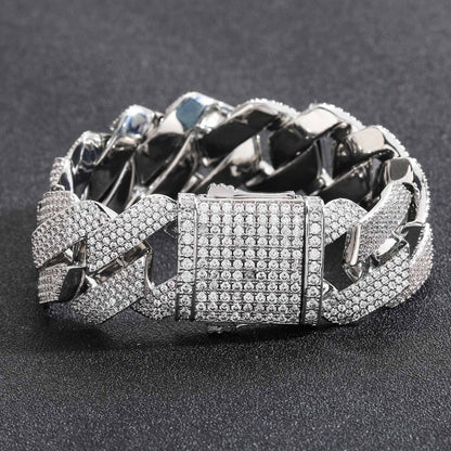 Hip Hop Minimalist Diamond Shape Cuban Link Cubic Zirconia Bracelet for Men