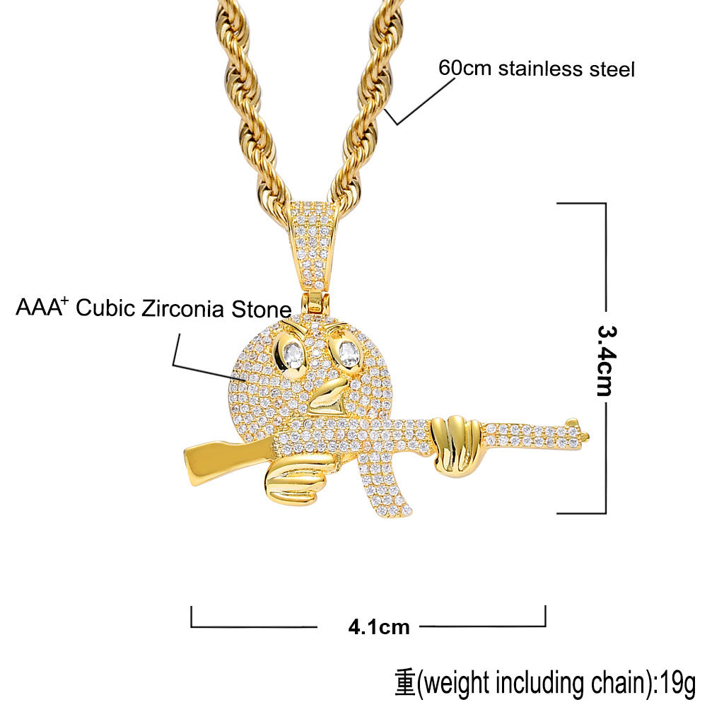 Hip Hop Fashion Cubic Zirconia Pendant Necklace for Men and Women