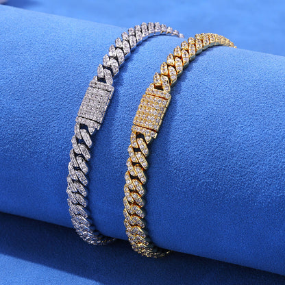 6 mm Single-Row Iced Cuban Copper Bracelet with Cubic Zirconia - CHA286
