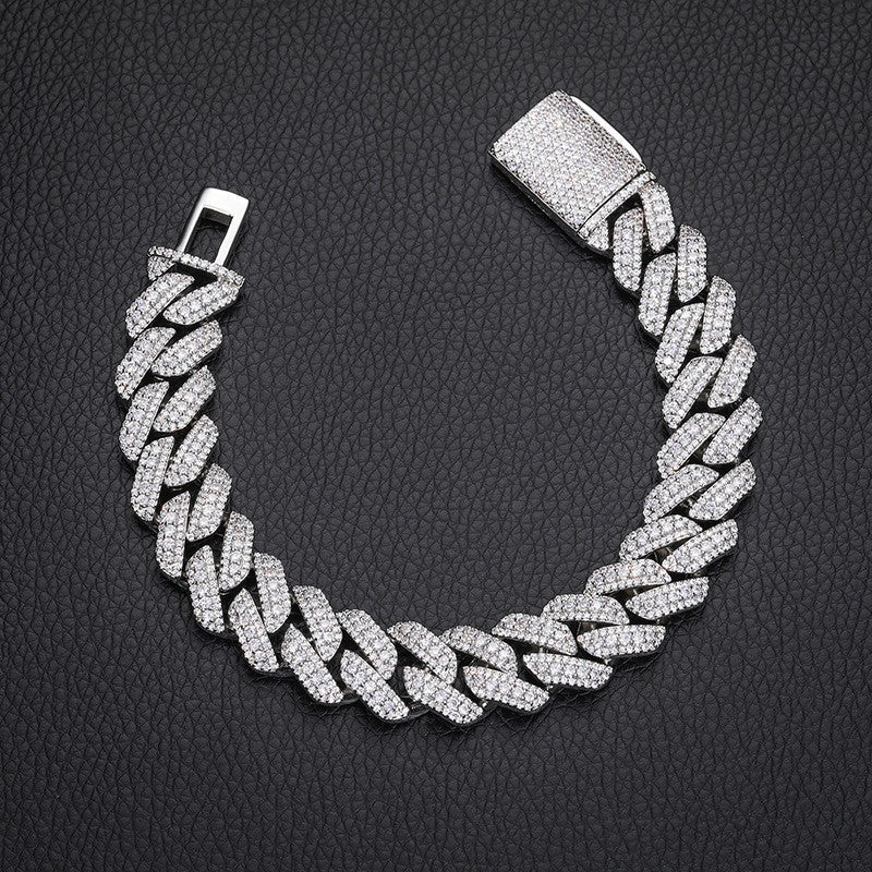 15mm Iced Out Cuban Link Chain Bracelet or Necklace with Cubic Zirconia for Men and Women product image
