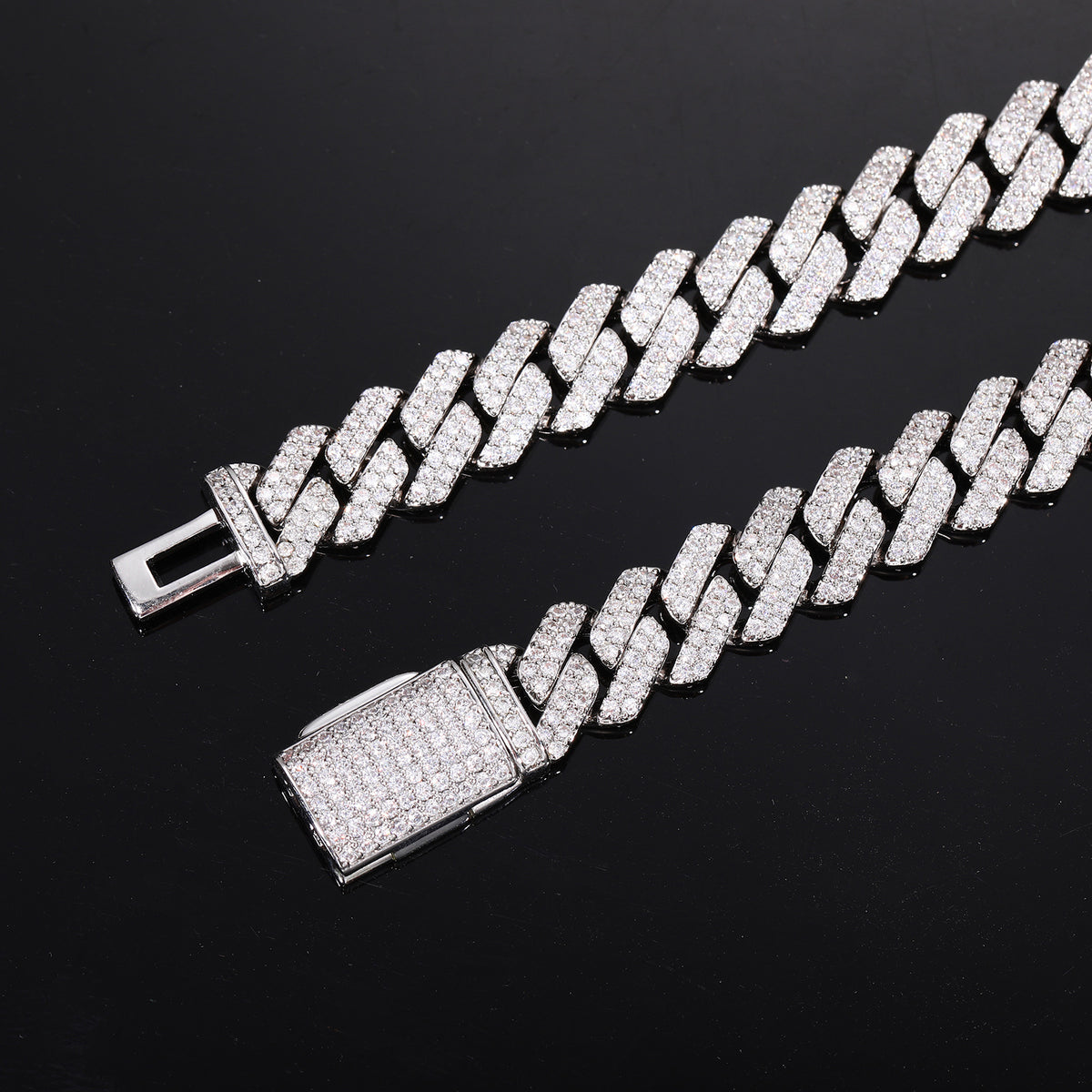 Iced Out Cuban Link Bracelet 10MM Unisex Copper Cubic Zirconia Hip Hop Chain Bracelet product image