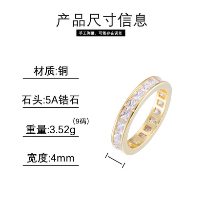 Iced Zircon Band Ring for Men and Women - Geometric Hip Hop Style Finger Ring, Sizes 7-10