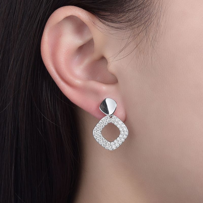 Irregular Geometric Moissanite Stud Earrings, S925 Silver, 18K Gold Plated product image
