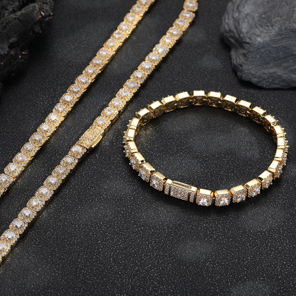 7mm Iced Out Square Link Chain Bracelet & Necklace, Hip Hop Jewelry for Men and Women product image