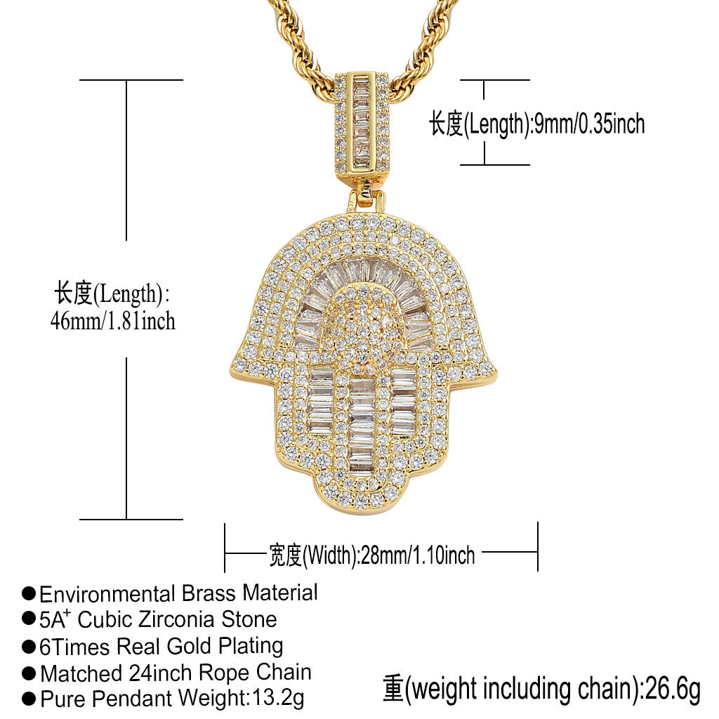 Hip Hop Vintage Fashion Cubic Zirconia Pendant Necklace for Men and Women
