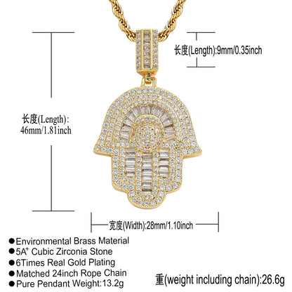 Hip Hop Vintage Fashion Cubic Zirconia Pendant Necklace for Men and Women