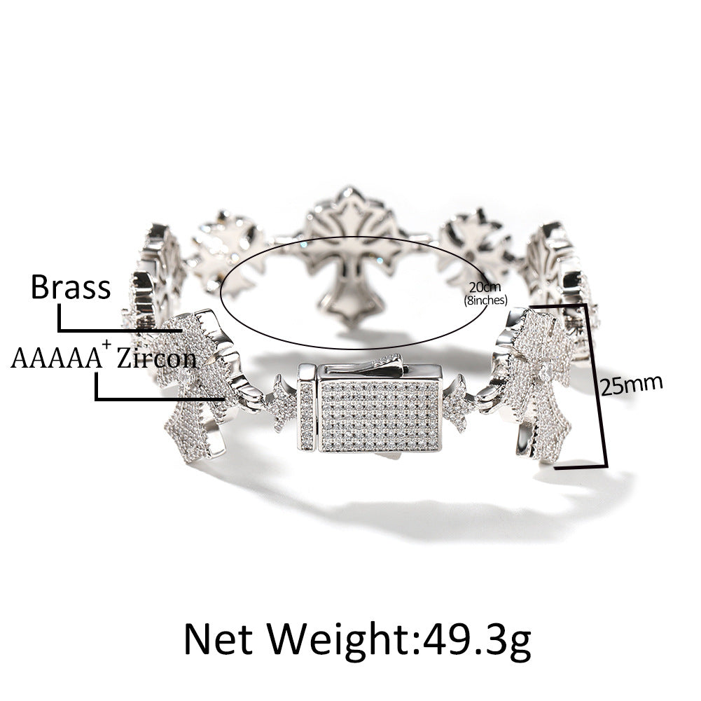 Iced Snowflake Cuban Link Bracelet for Women & Men - Cubic Zirconia Copper Chain Bracelet in Gold or Silver, 7inch/8inch