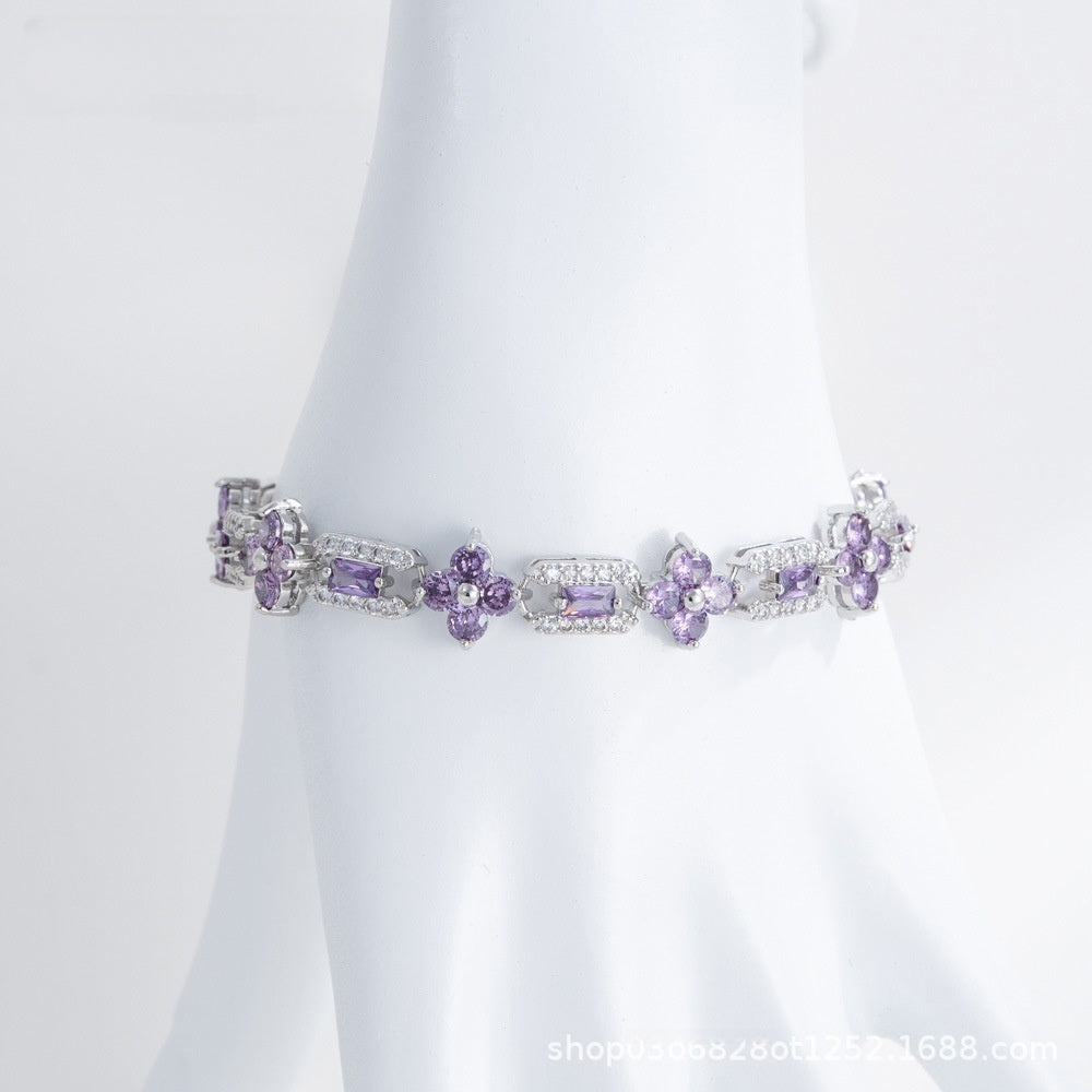 Floral Link Bracelet for Women Gift