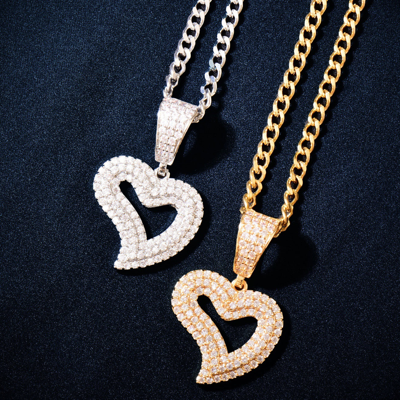 Iced Out Heart Pendant Necklace