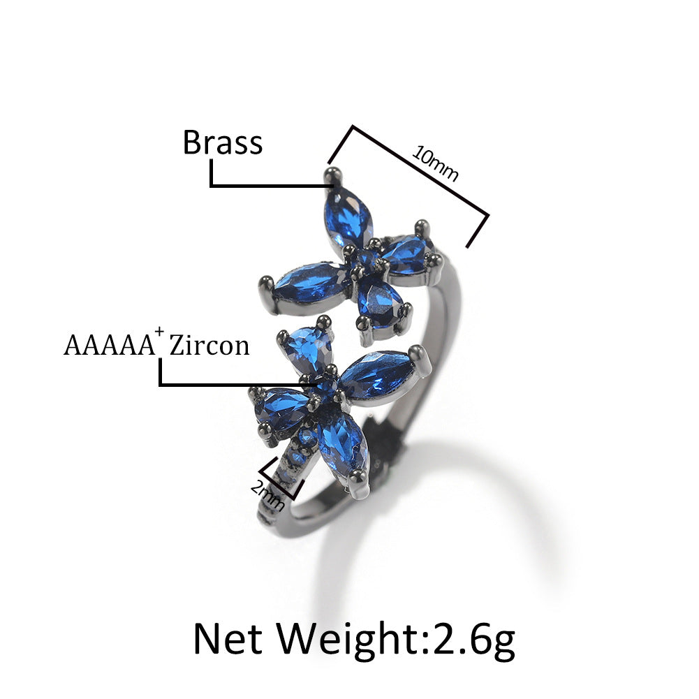 Butterfly Crystal Ring for Women – Elegant Trendy Statement Jewelry in Blue