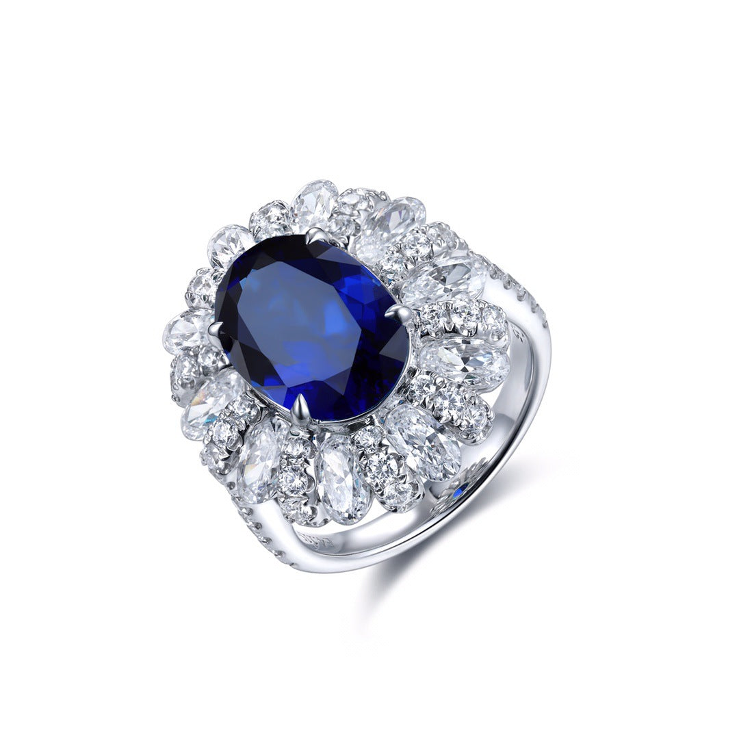 Lab-Grown Emerald Halo Ring for Women, 18K Gold Plated Oval Green Stone Ring product image