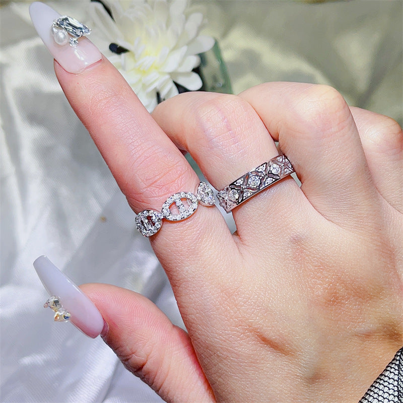 Moissanite Ring for Women, White-Tone U Shape Band Ring, Stackable Promise Ring in 2 Styles product image