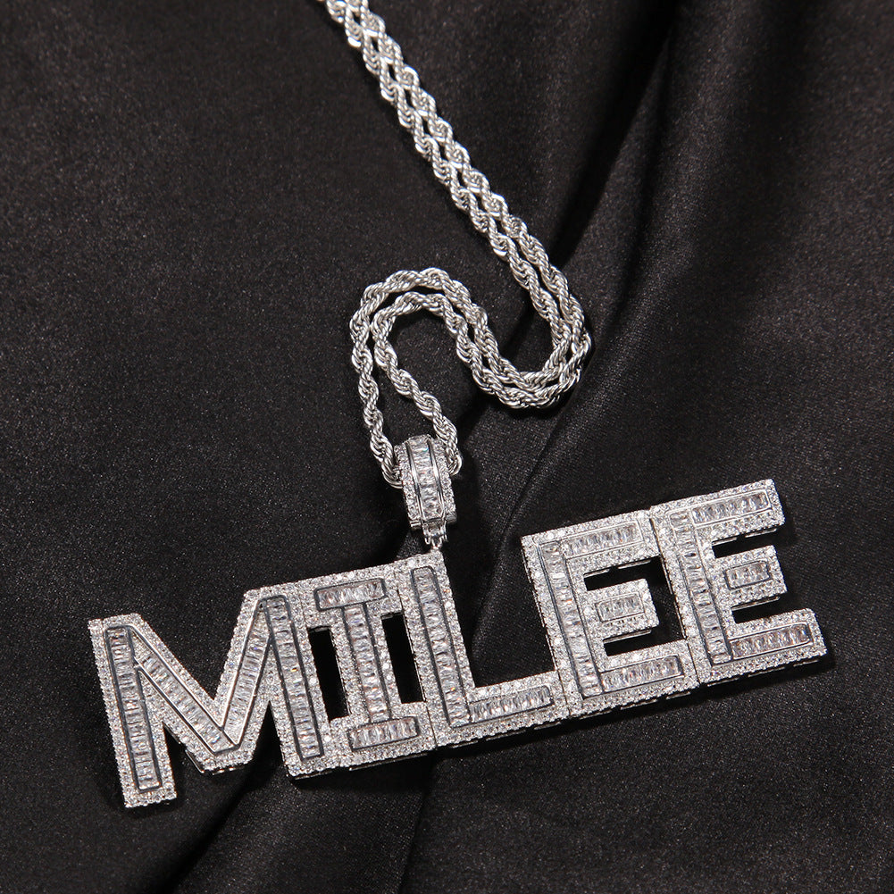 Custom Iced Letter Pendant Necklace for Women - Gold or Silver Plated Hip Hop Chain with Cubic Zirconia, Personalized Name Charm Necklace