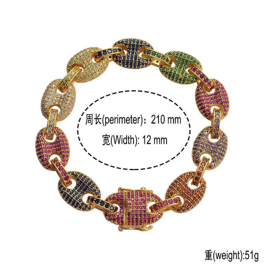 Hip Hop Cuban Link Cubic Zirconia Bracelet for Men