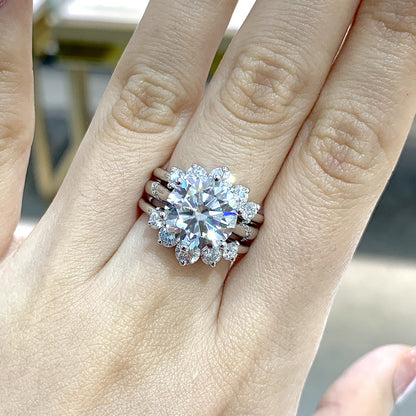 Moissanite V-Shape Cluster Ring, 925 Silver, 18K Gold Plated