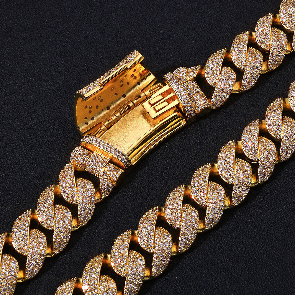 22 mm Wide Iced Cuban Hip Hop Necklace with Cubic Zirconia on a Copper Base - CHA374 product image