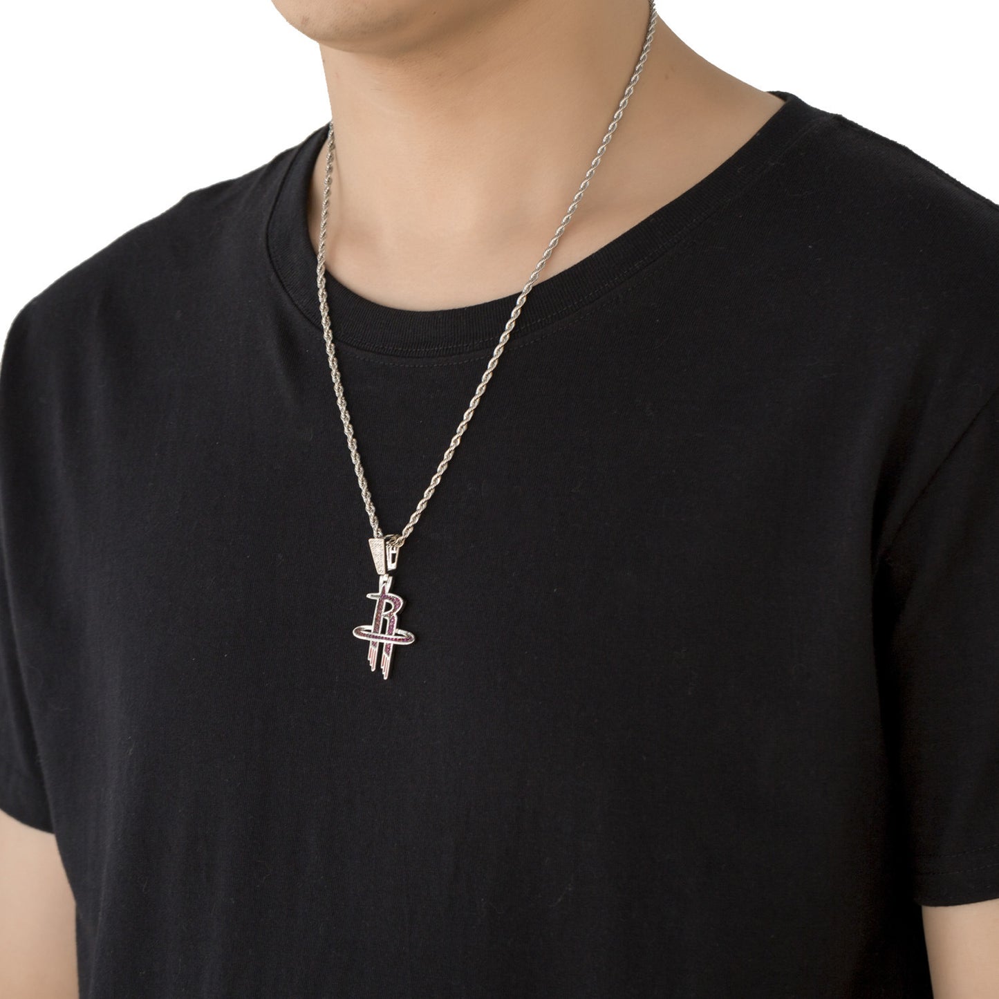 Hip Hop Letter Copper Pendant Necklace for Men and Women
