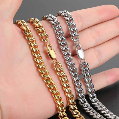 4-9 mm Polished Cuban Stainless steel Necklace - CHA026
