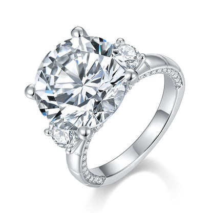 Round Moissanite Ring for Women, 13mm Statement Engagement Ring