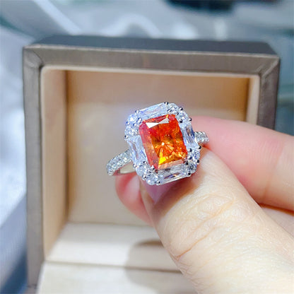 3 Carat Yellow Radiant Cut Moissanite Halo Ring for Women