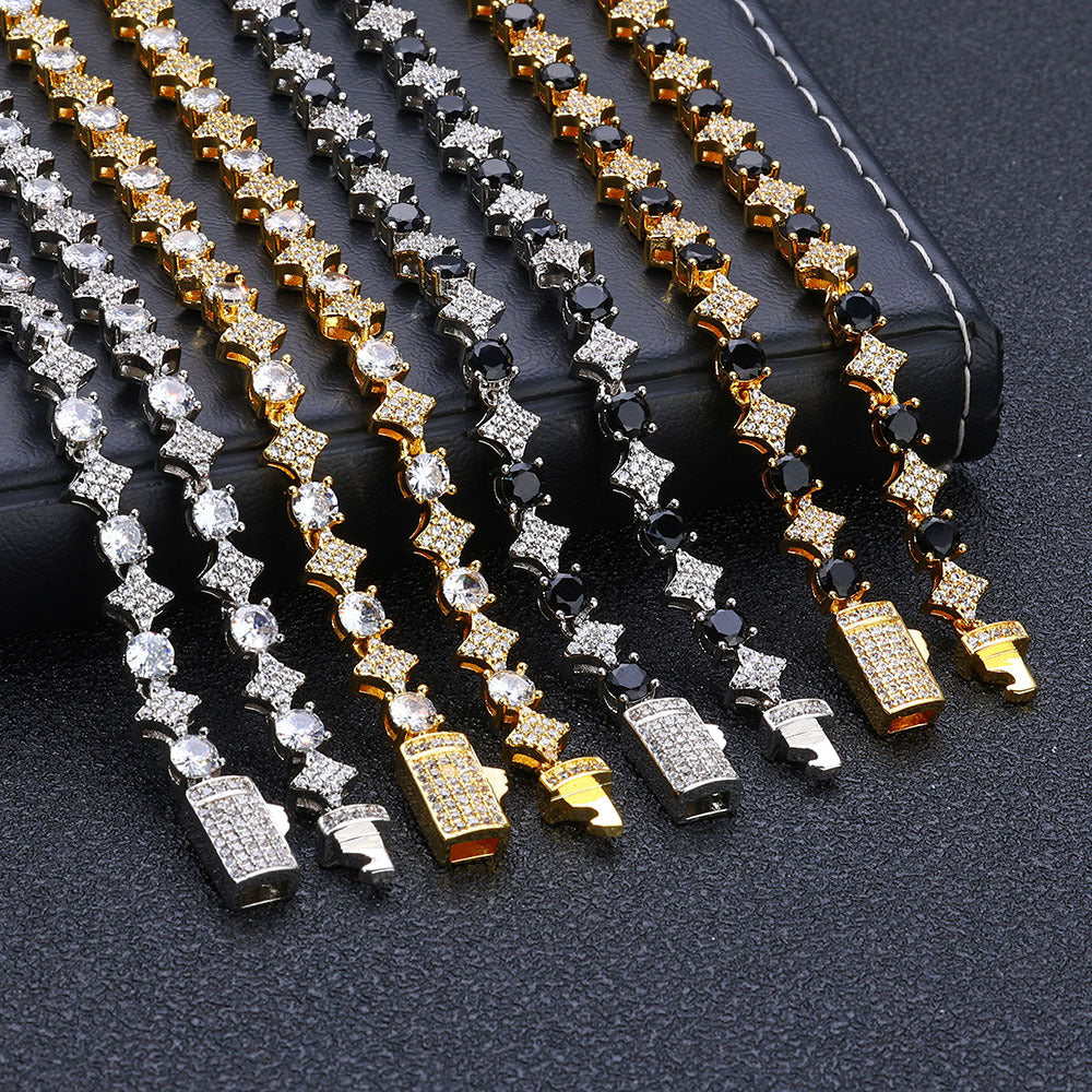 6 mm Star and Round CZ Link Copper Bracelet - CHA304 product image