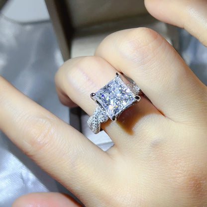 5 Carat Princess Cut Moissanite Ring for Women, Geometric Square Engagement Ring