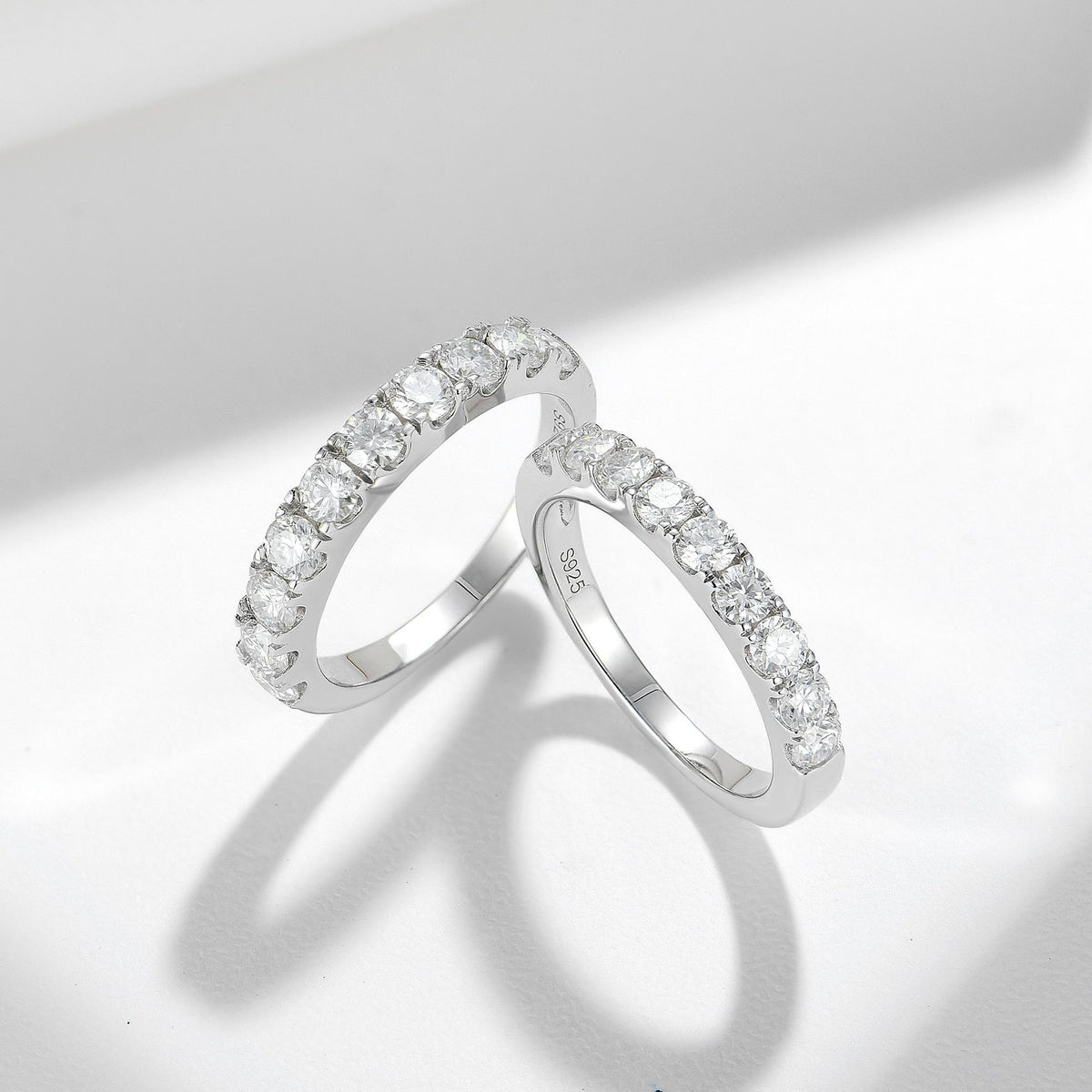 10-Stone Moissanite Ring, S925 Silver 18K Gold Plated Wedding Band for Women product image