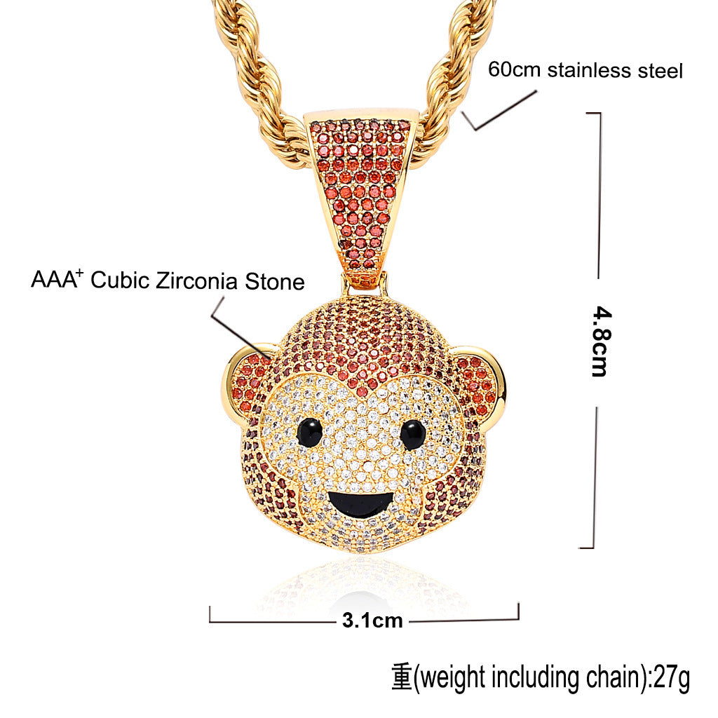 Hip Hop Fashion Cubic Zirconia Pendant Necklace for Men and Women