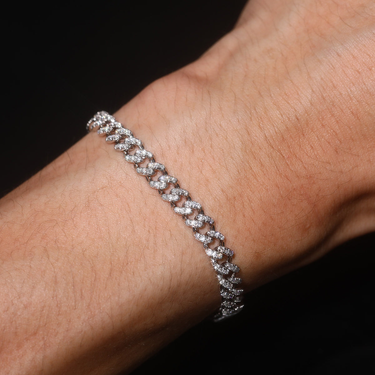 925 Silver Moissanite Cuban Link Bracelet for Women and Men, Iced Out Hip Hop Chain Bracelet product image