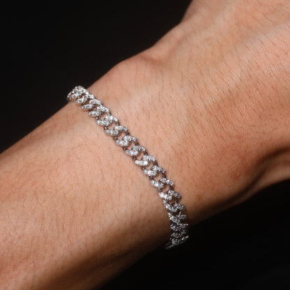 925 Silver Moissanite Cuban Link Bracelet for Women and Men, Iced Out Hip Hop Chain Bracelet
