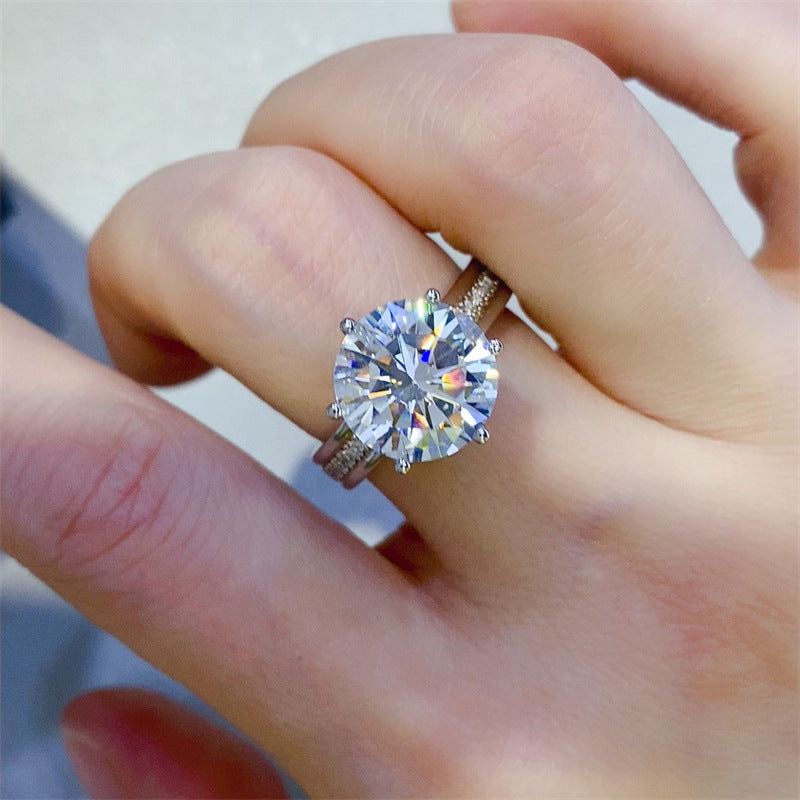 Moissanite Ring for Women Hidden Halo Solitaire Engagement Ring with U-Shaped Band, 1CT 2CT 3CT 5CT product image
