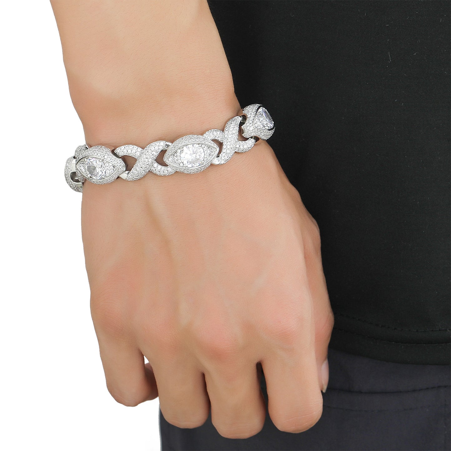 Hip Hop Four Leaf Clover Tennis Chain Cubic Zirconia Bracelet for Men and Women