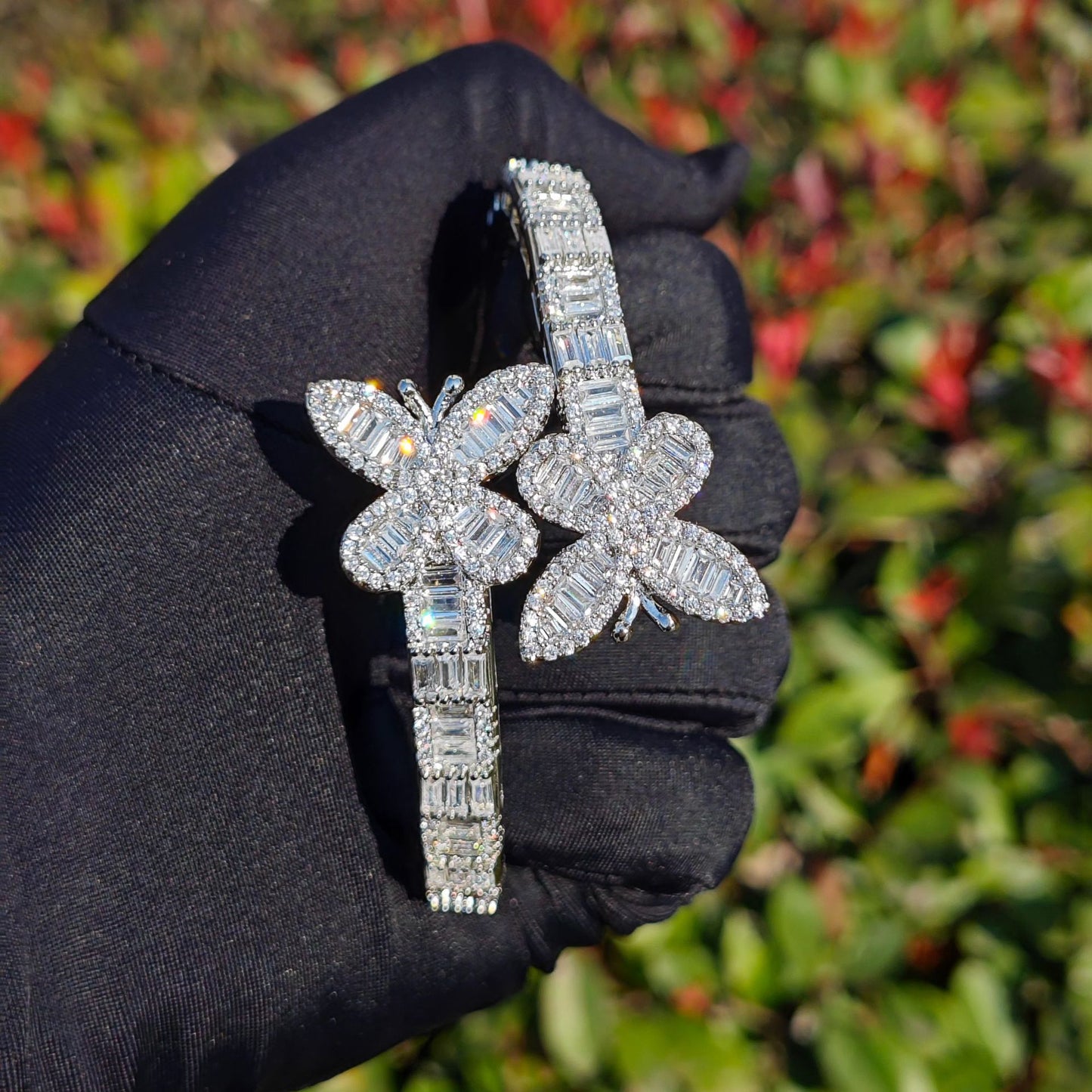 Unisex Iced Out Butterfly Statement Bracelet