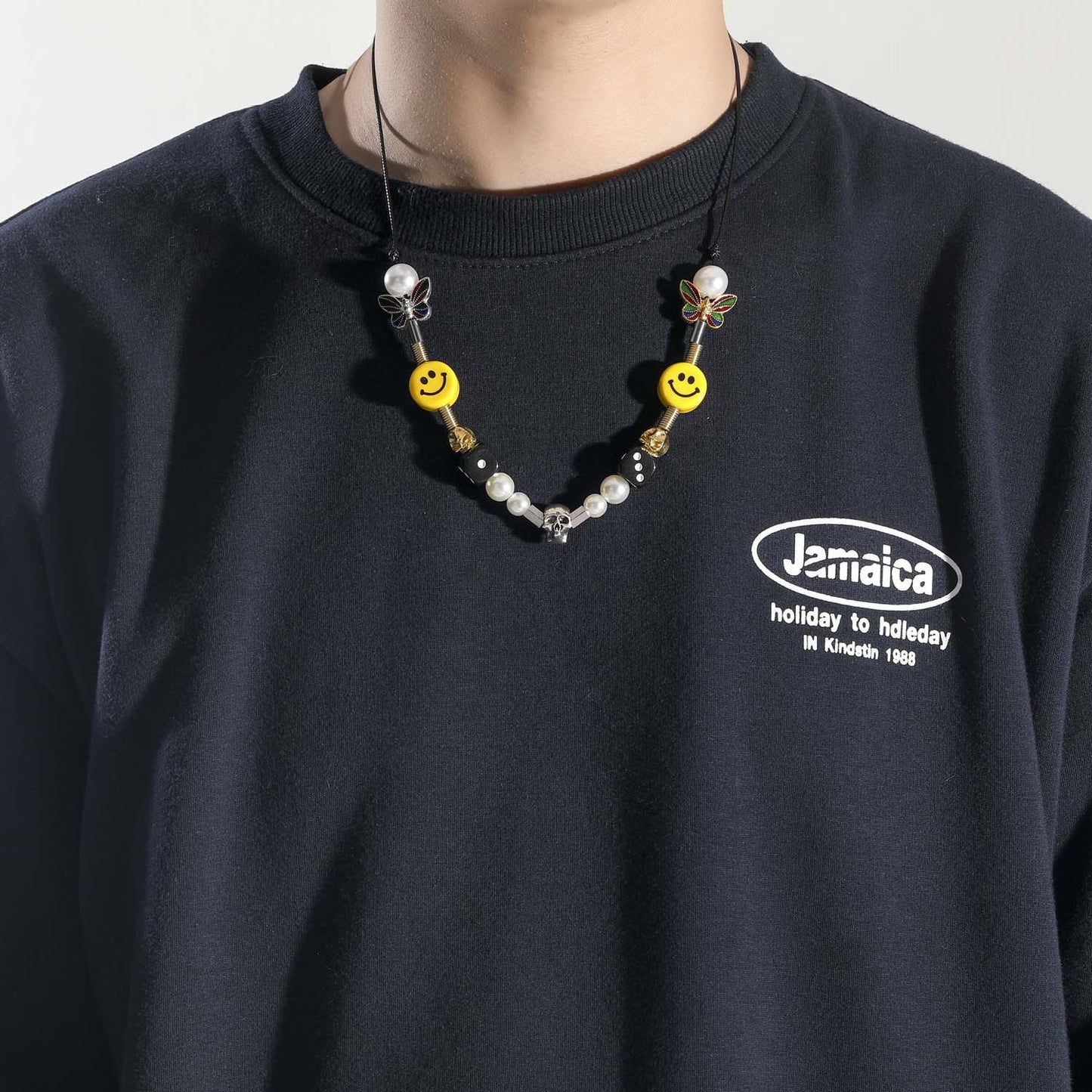 Hip Hop Skull Pearl Necklace for Men