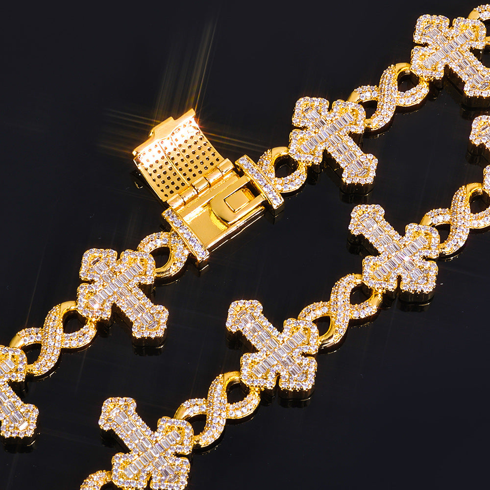 15 mm Cross and Infinity CZ Link Copper Bracelet - CHA380 product image