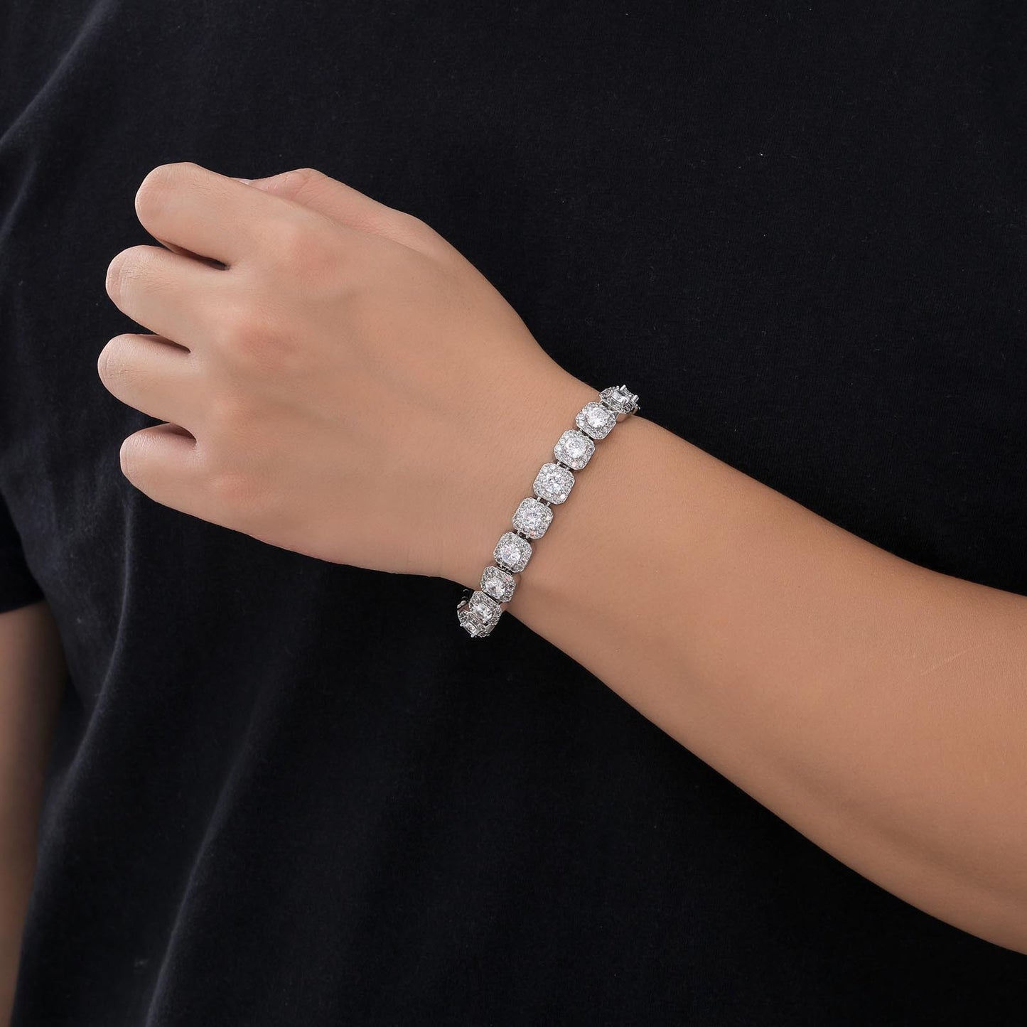 Hip Hop Iced Link Cubic Zirconia Bracelet for Men