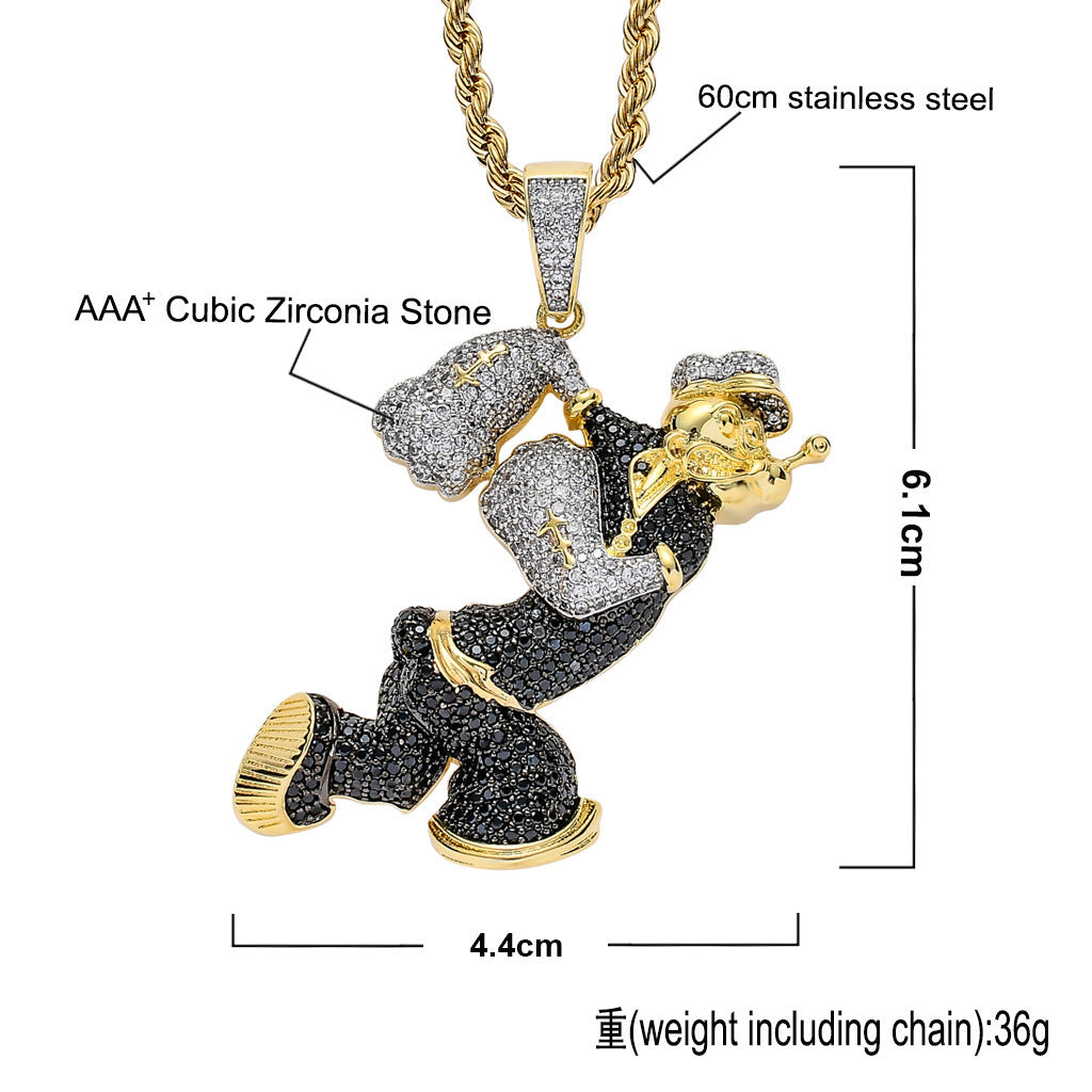 Hip Hop Fashion Cubic Zirconia Pendant Necklace for Men and Women