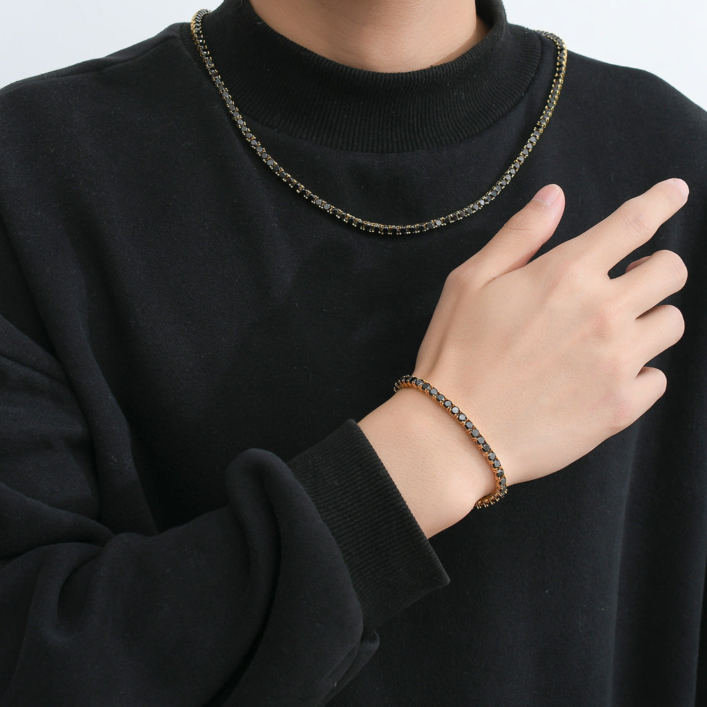 Hip Hop Light Luxury Tennis Chain Cubic Zirconia Bracelet for Men