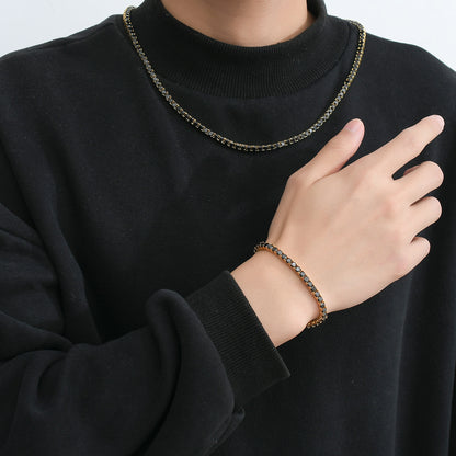 Hip Hop Light Luxury Tennis Chain Cubic Zirconia Bracelet for Men