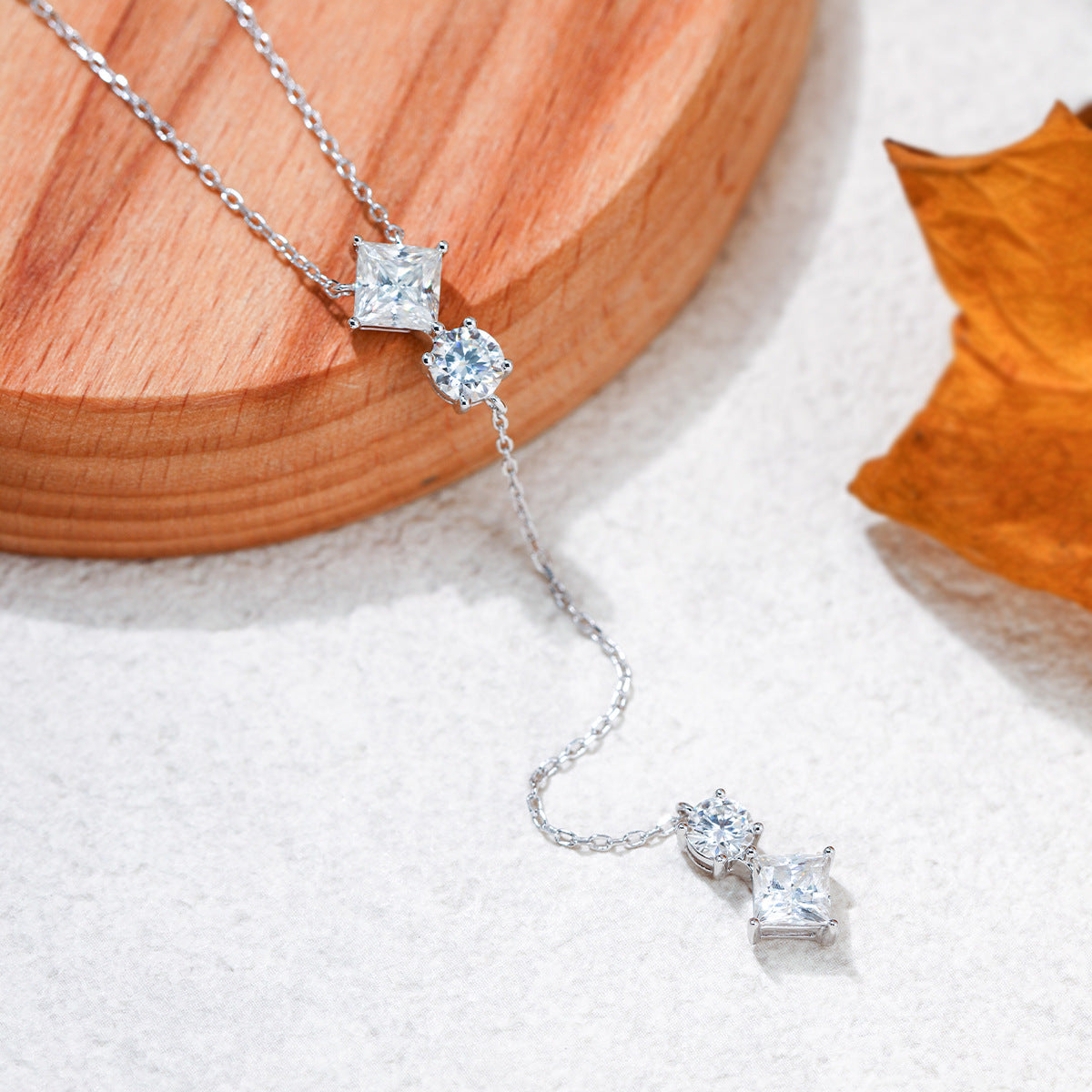 Layered Y Necklace for Women, 18k Gold Plated S925 Silver Crystal Drop product image